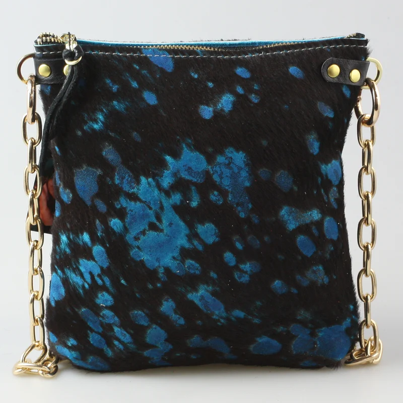 The Fancy Jane Shoulder bag and Crossbody bag: Celestial: Gold burnout on White hair-on-hide / Lined / Gold Shoulder Chain