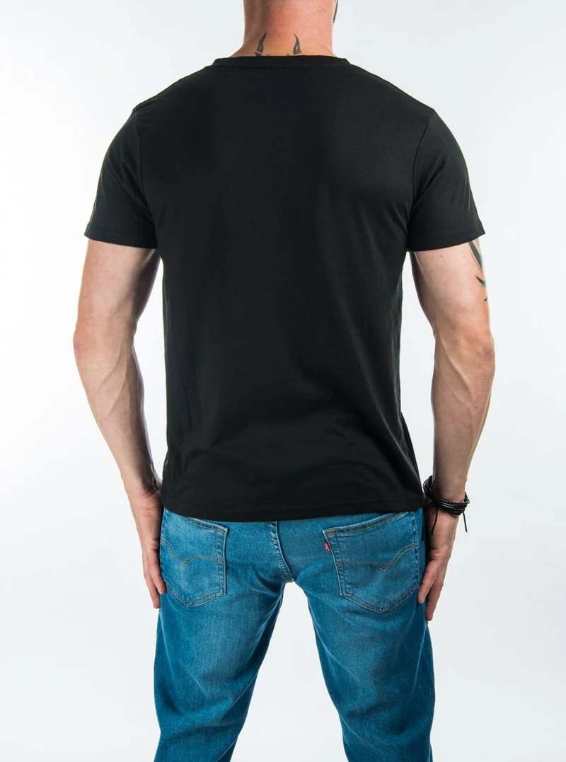 T-shirt couleur unie col en V