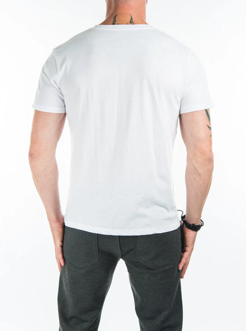 T-shirt couleur unie col en V