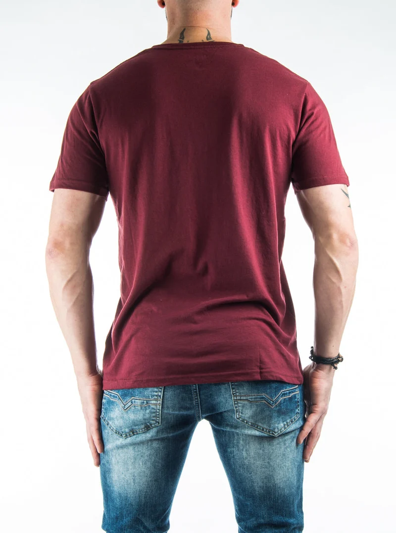 T-shirt couleur unie col en V