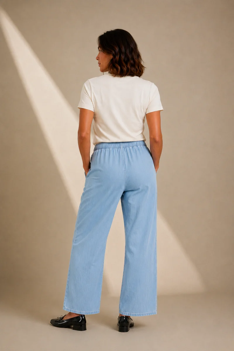 Pantalon droit effet denim