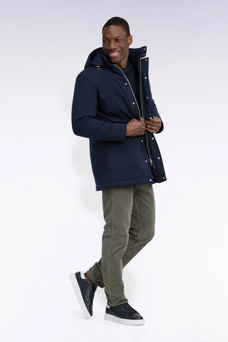 Parka en nylon brossé marine