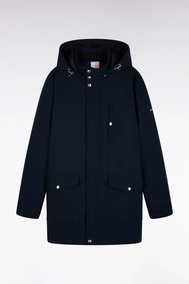 Parka en nylon brossé marine
