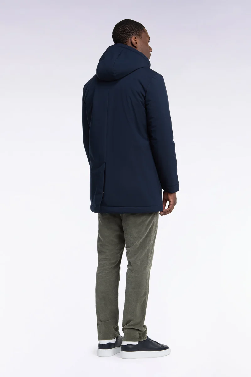 Parka en nylon brossé marine