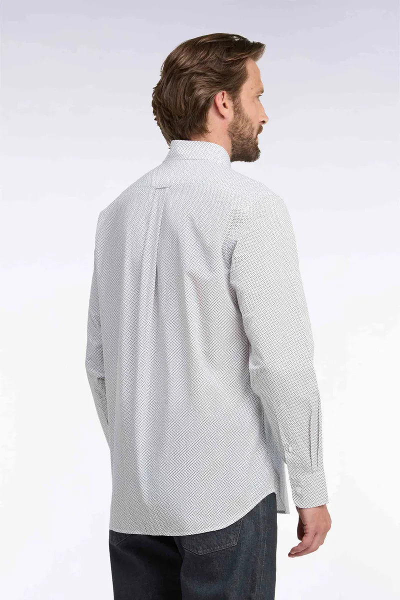 Chemise en coton blanc à micromotifs nœuds papillon coupe droite