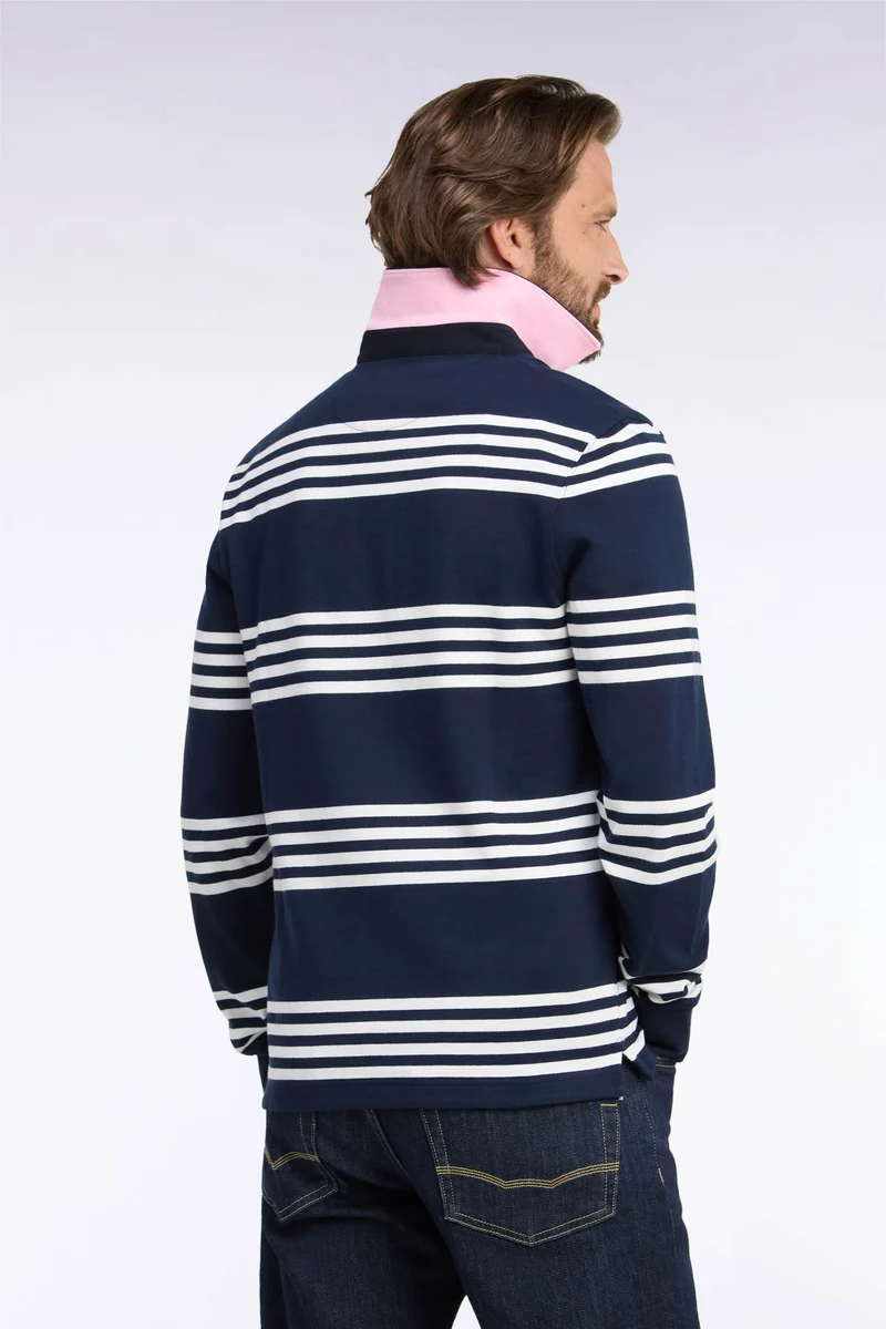 Maillot manches longues rayé marine et blanc