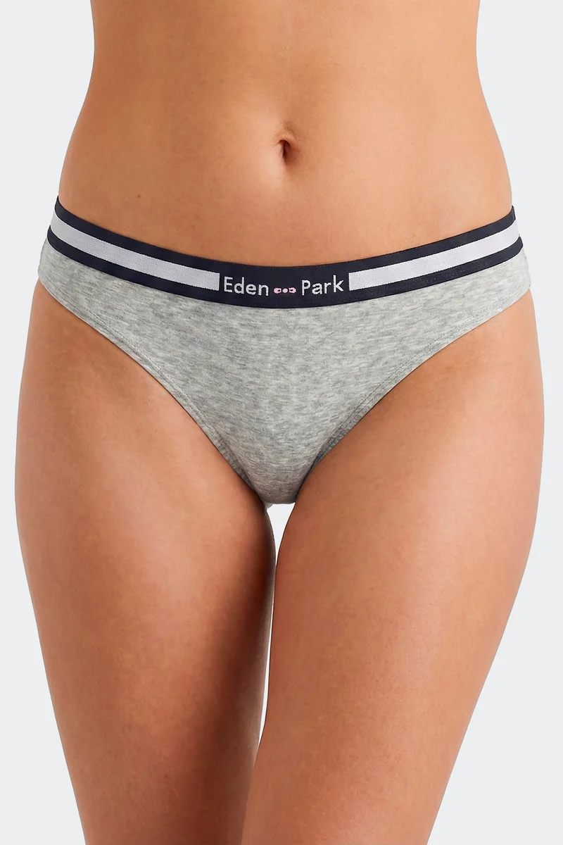 Tanga uni en coton stretch gris
