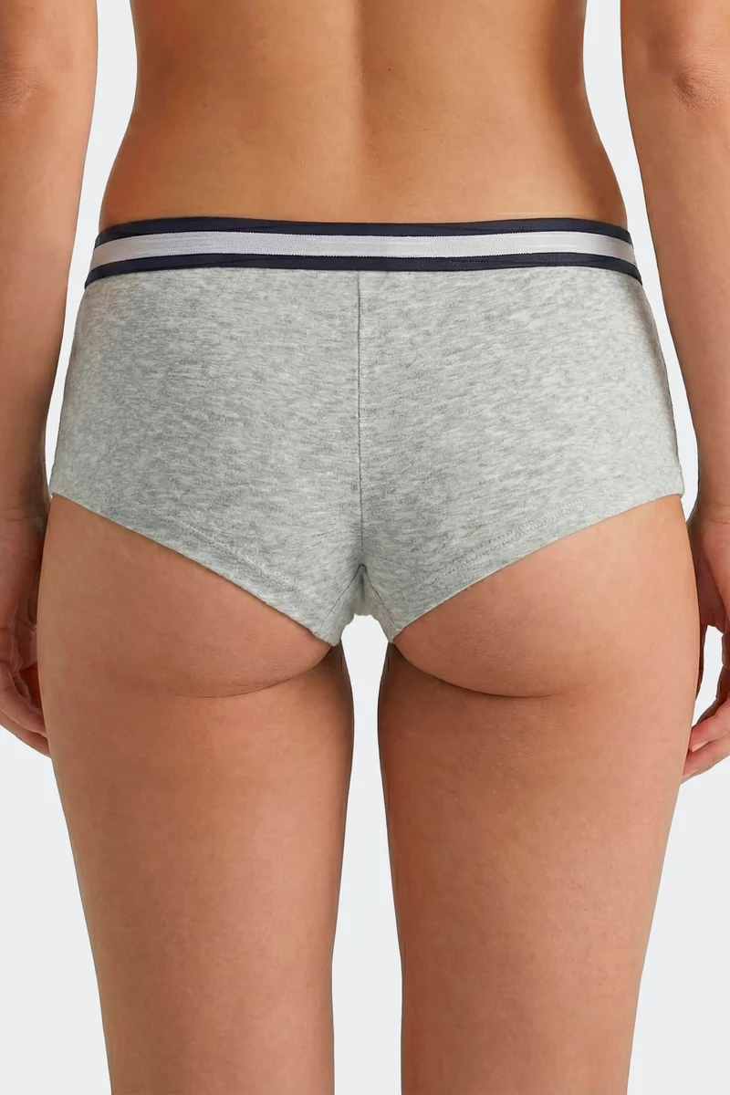 Shorty uni en coton stretch gris