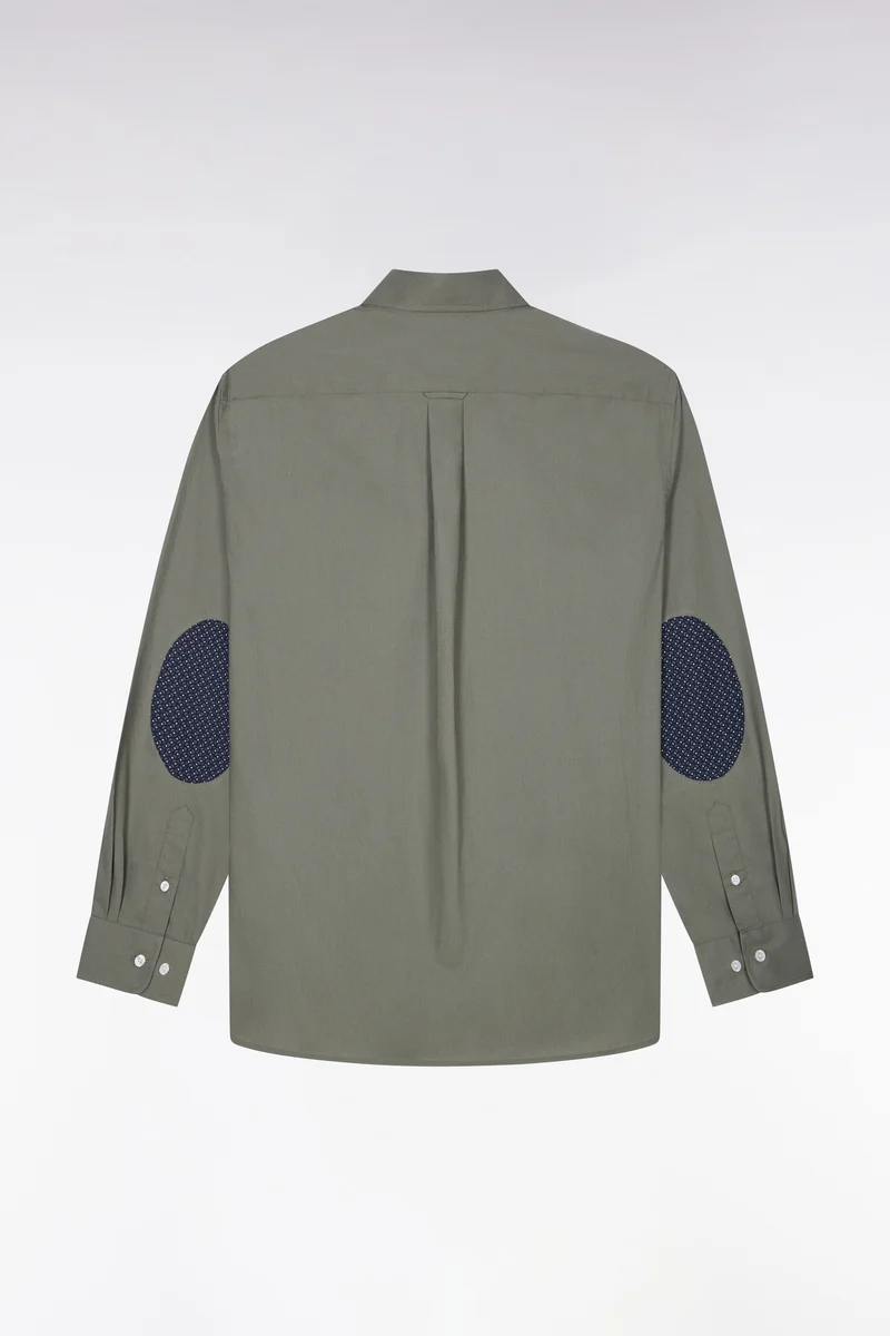 Chemise en coton kaki à détails micromotifs coupe droite