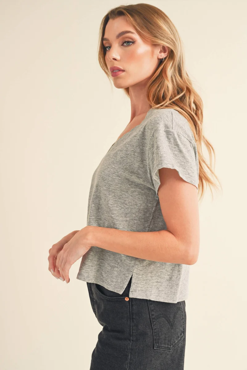 White V Neck crop tee