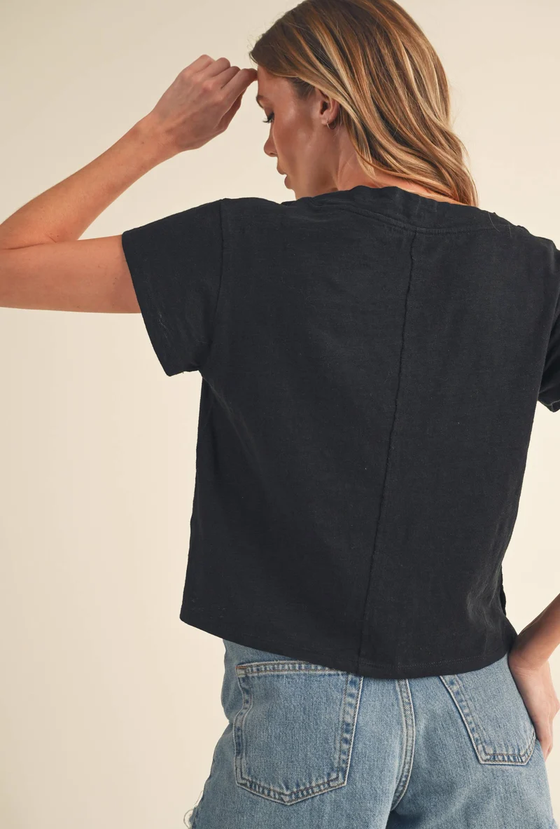 8281DK Til V-Neck Baby Top: Denim / Contemporary / L