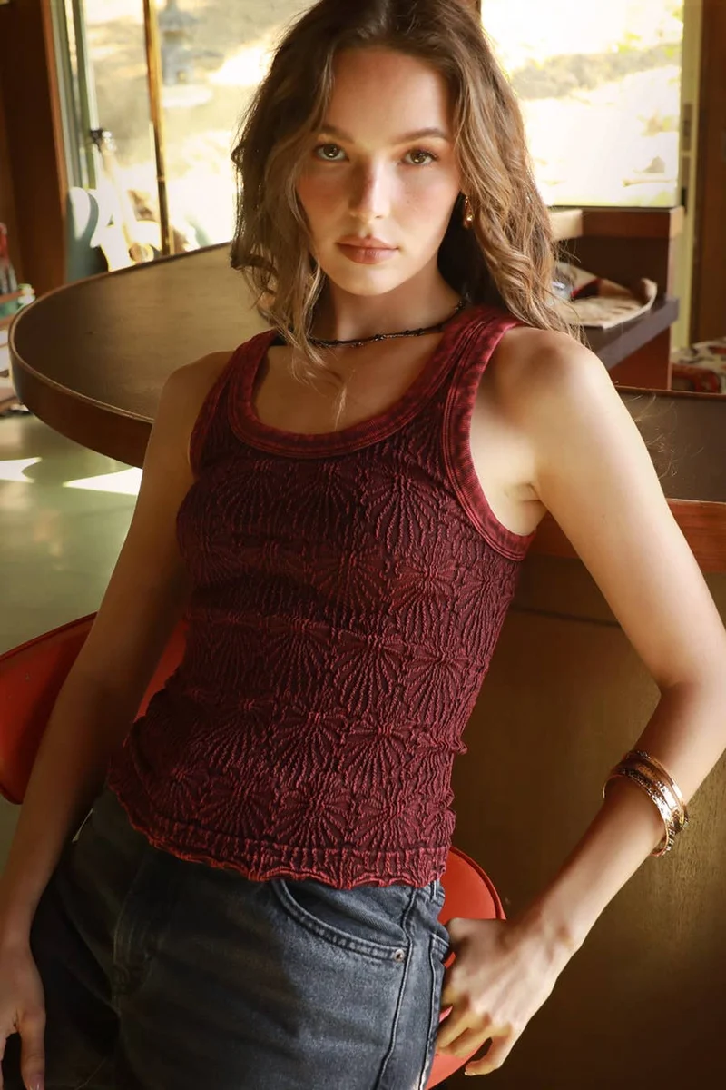 NS8465 - Vintage Reversible Lace Top: Vintage Denim