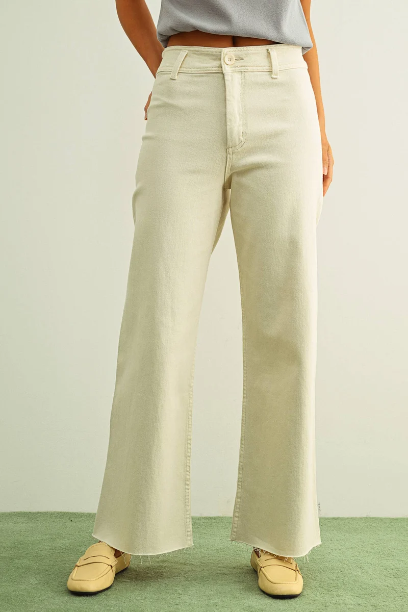 Ecru straight Wide Leg Pant