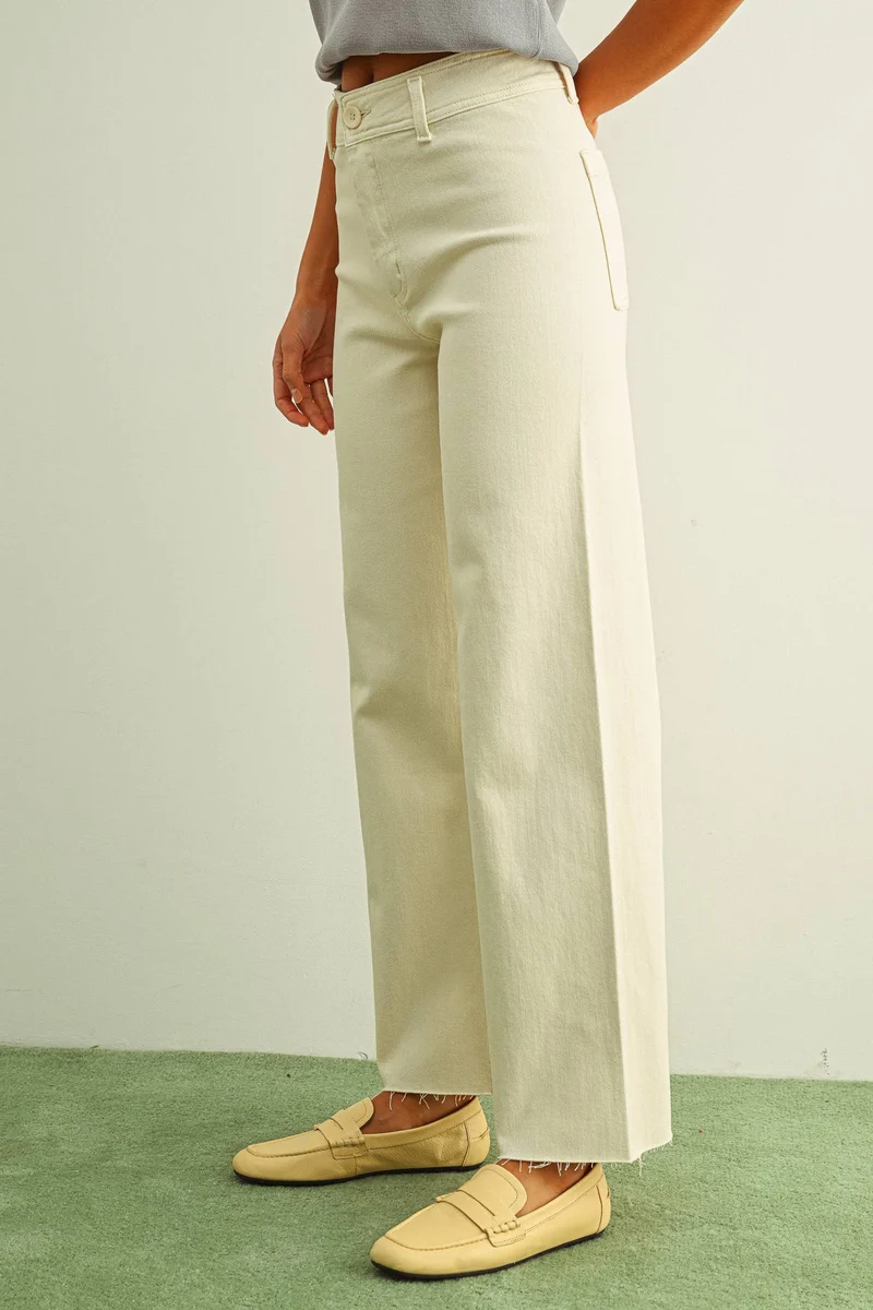 Ecru straight Wide Leg Pant