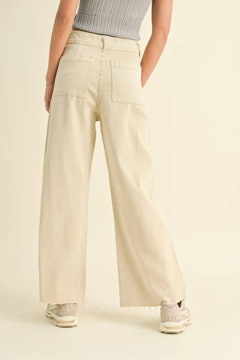 Ecru straight Wide Leg Pant