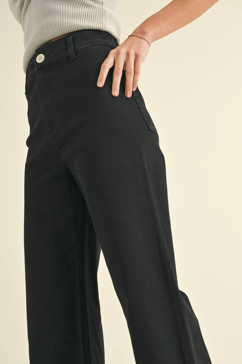 Ecru straight Wide Leg Pant