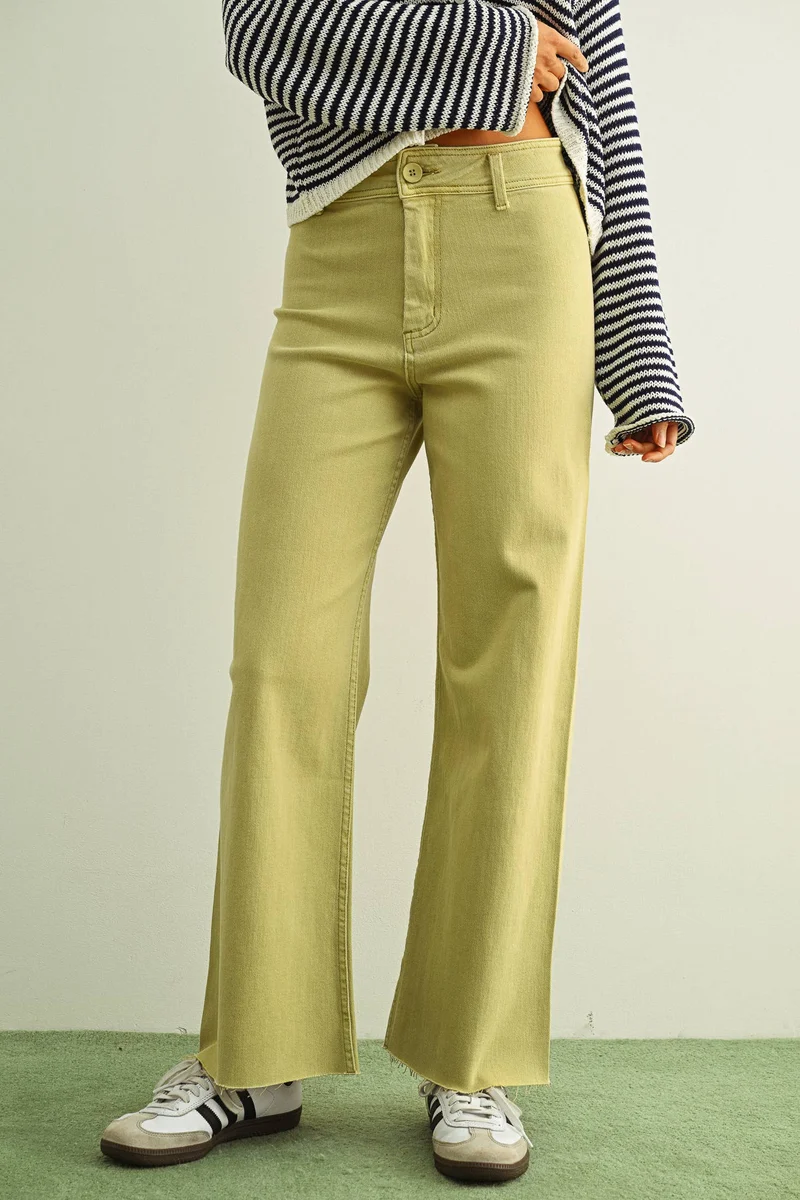Olive straight leg Wide Pant