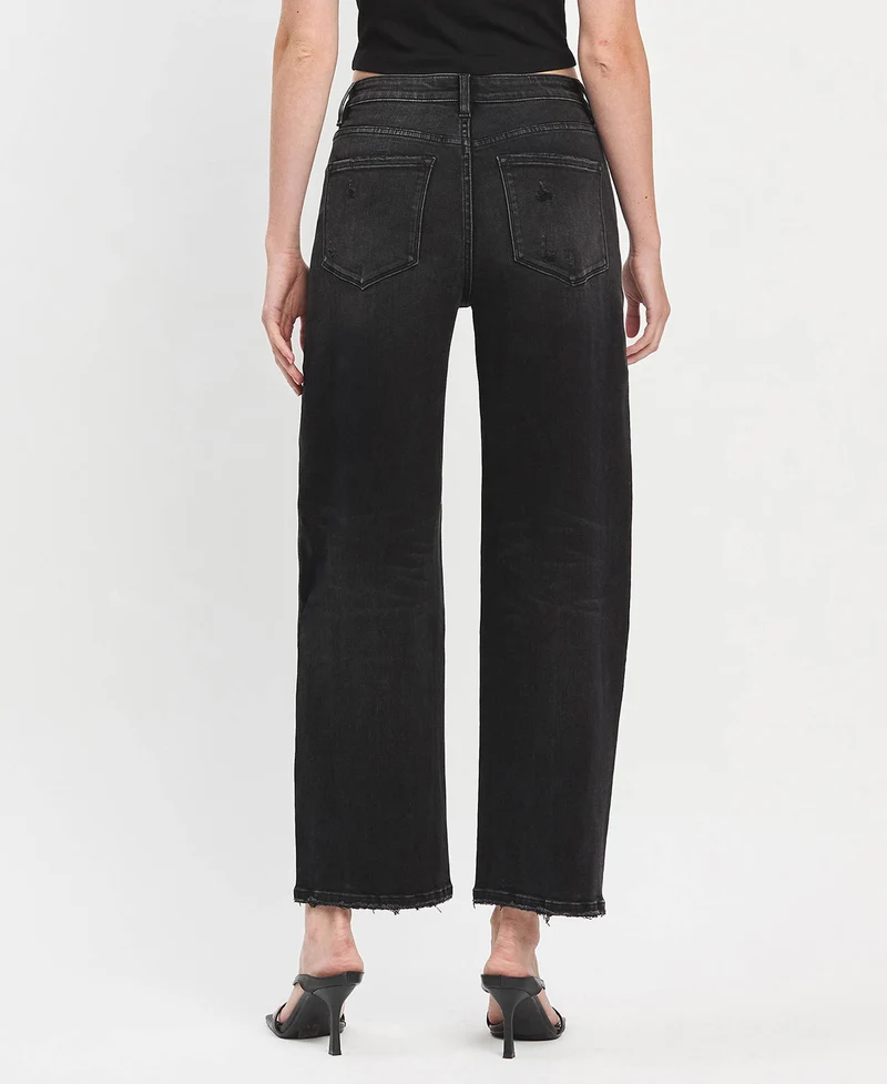 High Rise Black Barrel Pant