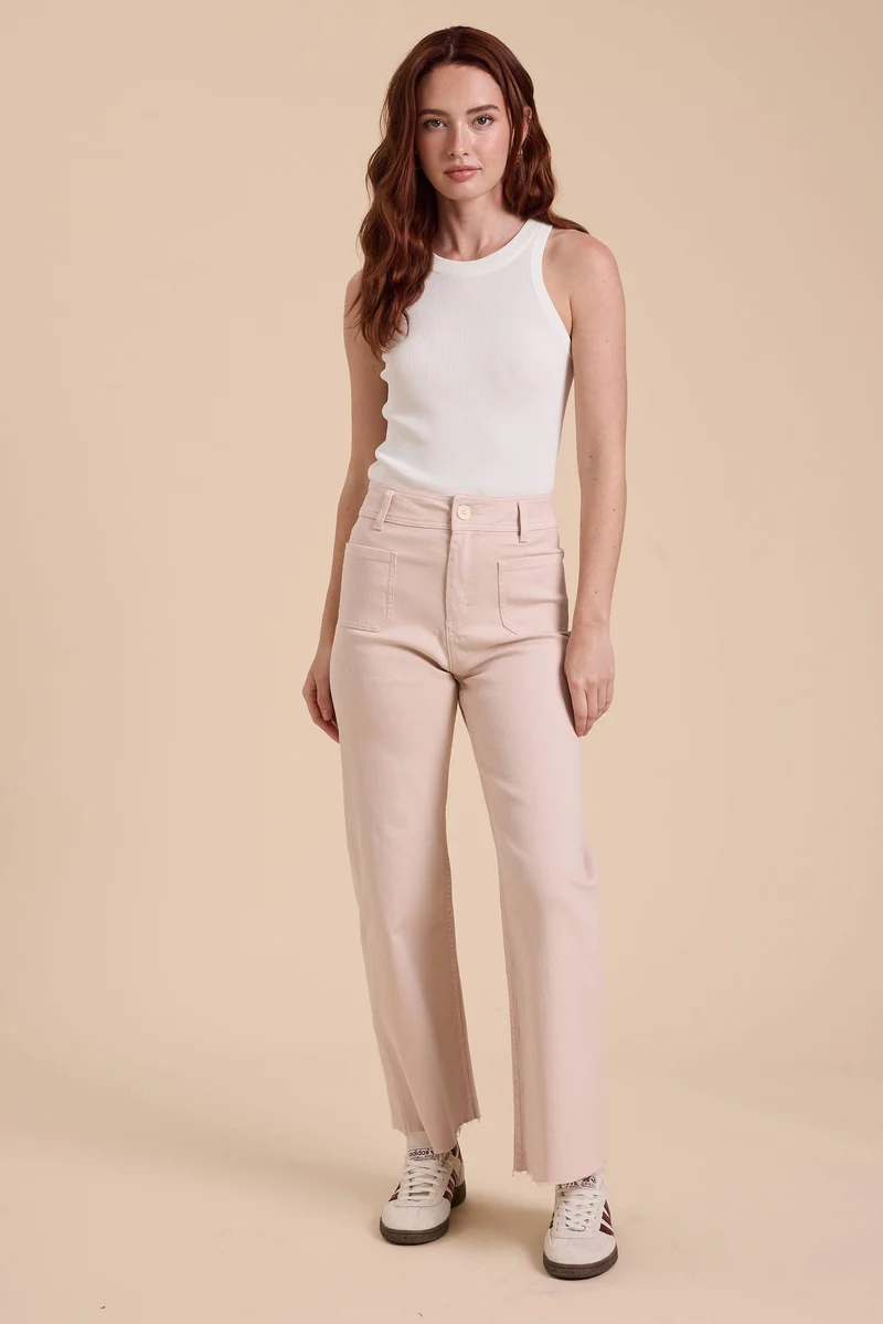 Cream Ribbed Tank Top