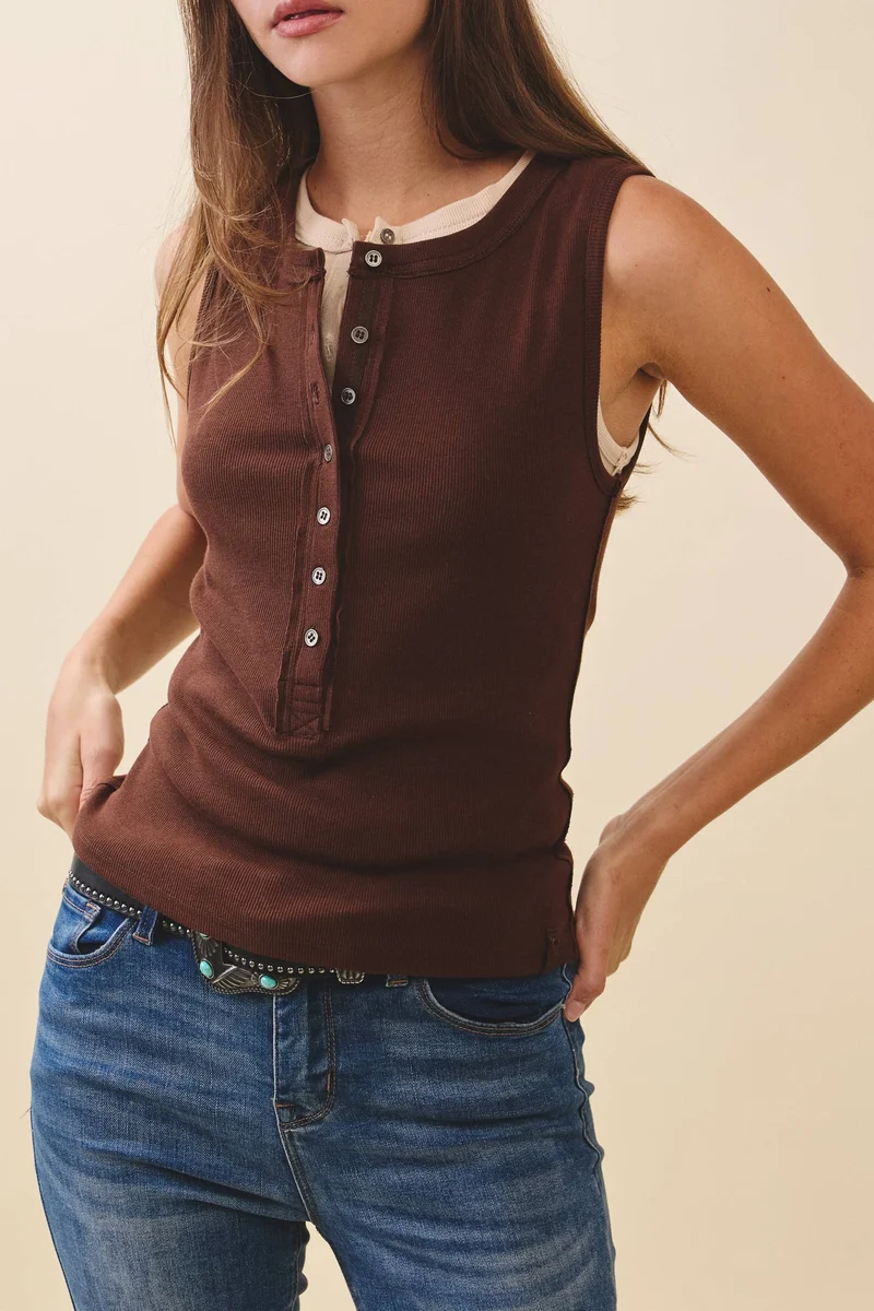 Henley Tank Top White