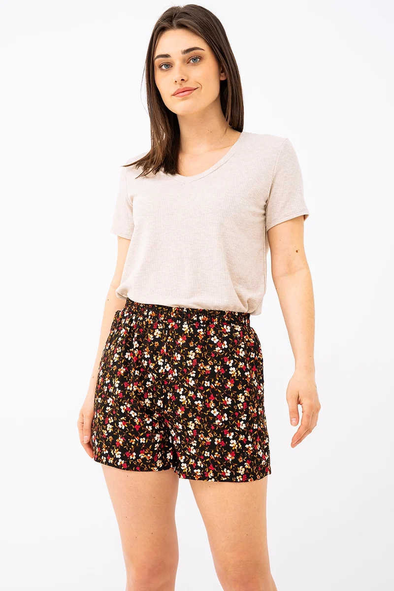 Le short fleuri taille élastique