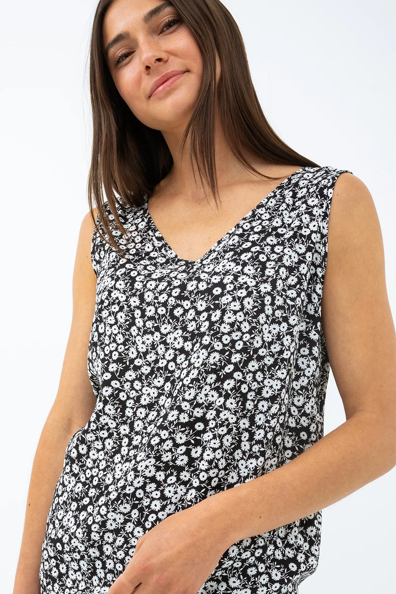 La camisole fleurie noir & blanc