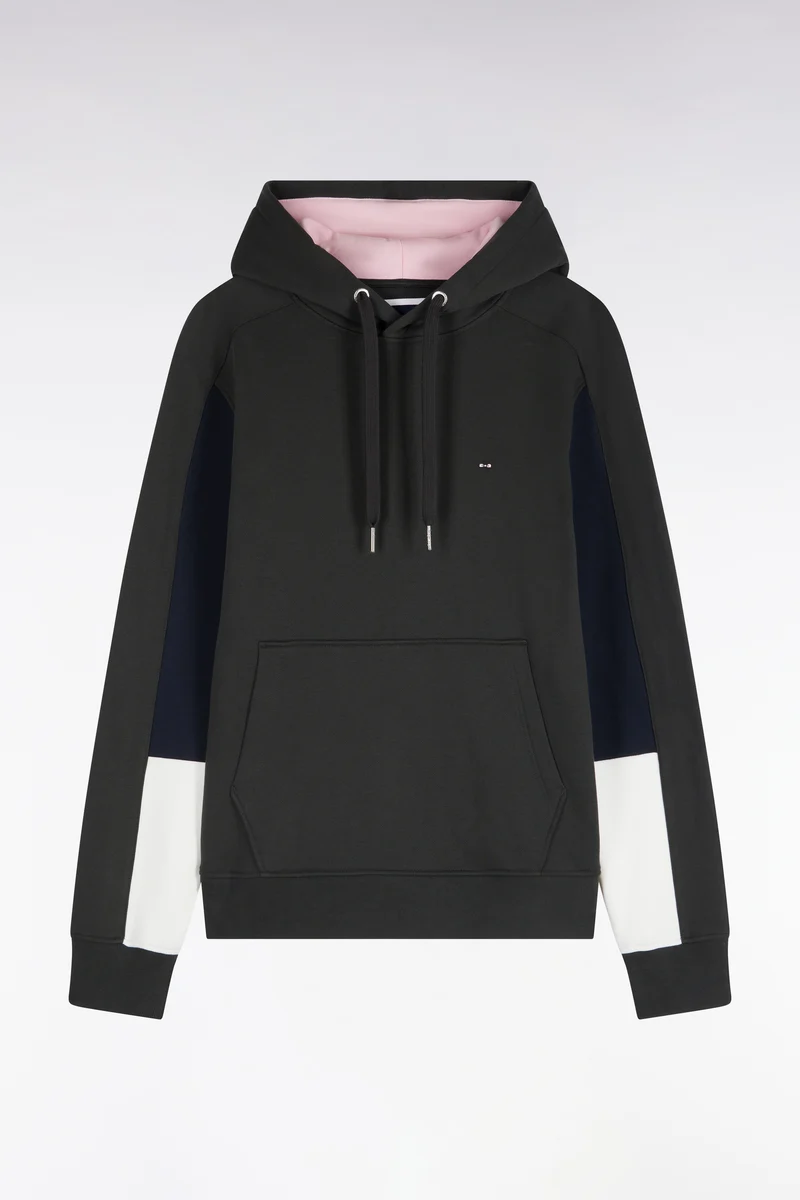 Sweatshirt à capuche en coton kaki à découpes de manches coupe droite
