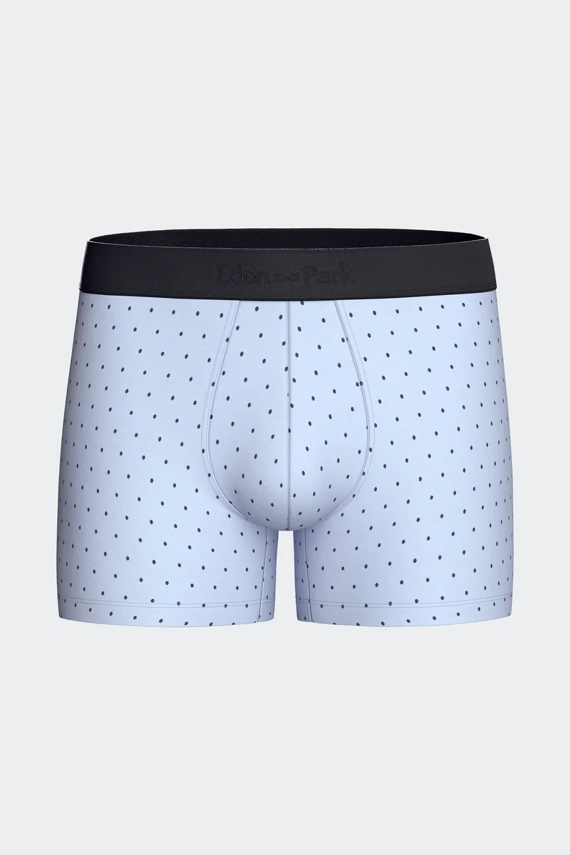 Lot de 2 boxers en jersey de coton stretch unis marine et imprimés pois ciel