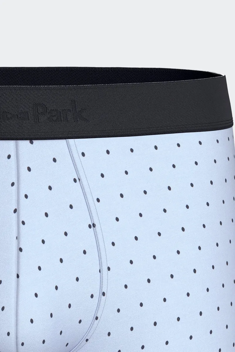 Lot de 2 boxers en jersey de coton stretch unis marine et imprimés pois ciel