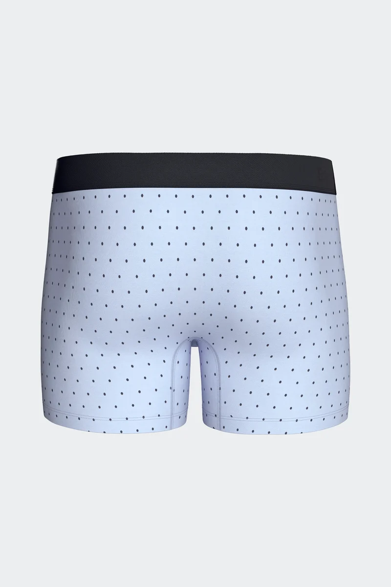 Lot de 2 boxers en jersey de coton stretch unis marine et imprimés pois ciel
