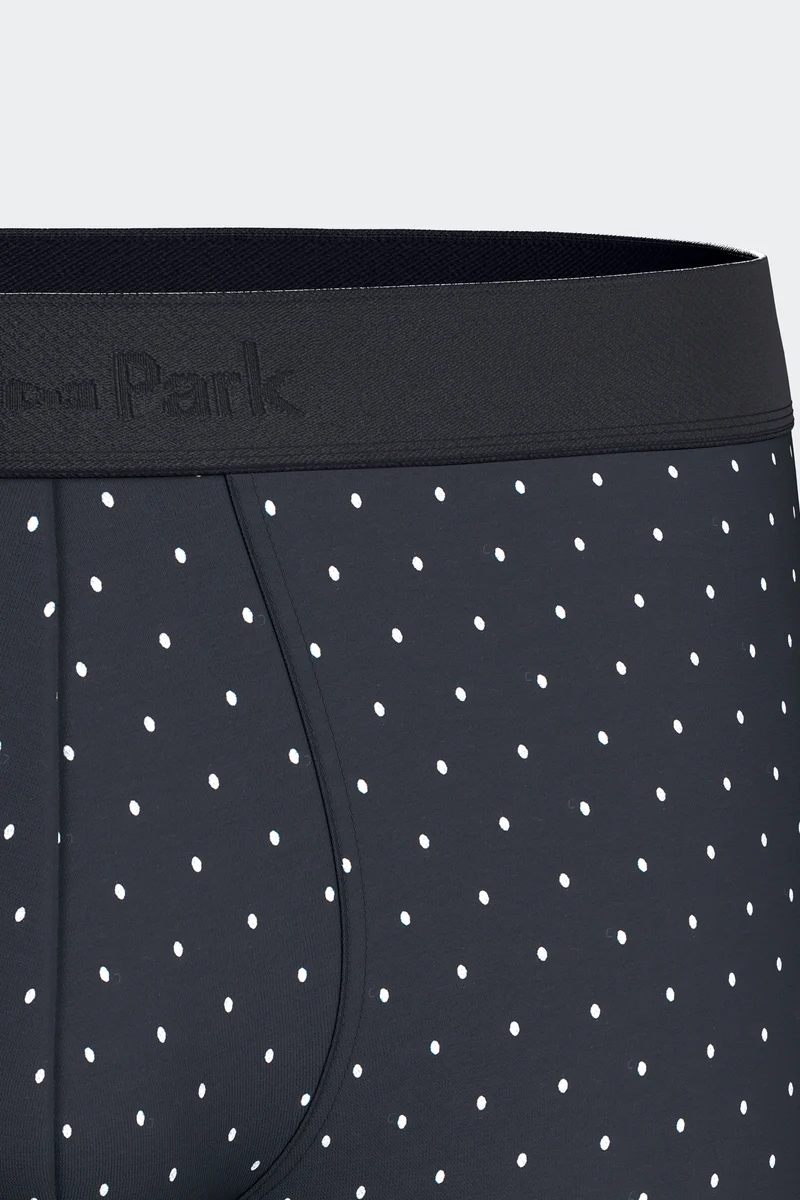Lot de 2 boxers en jersey de coton stretch unis et imprimés pois marine