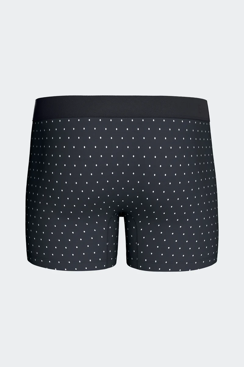 Lot de 2 boxers en jersey de coton stretch unis et imprimés pois marine