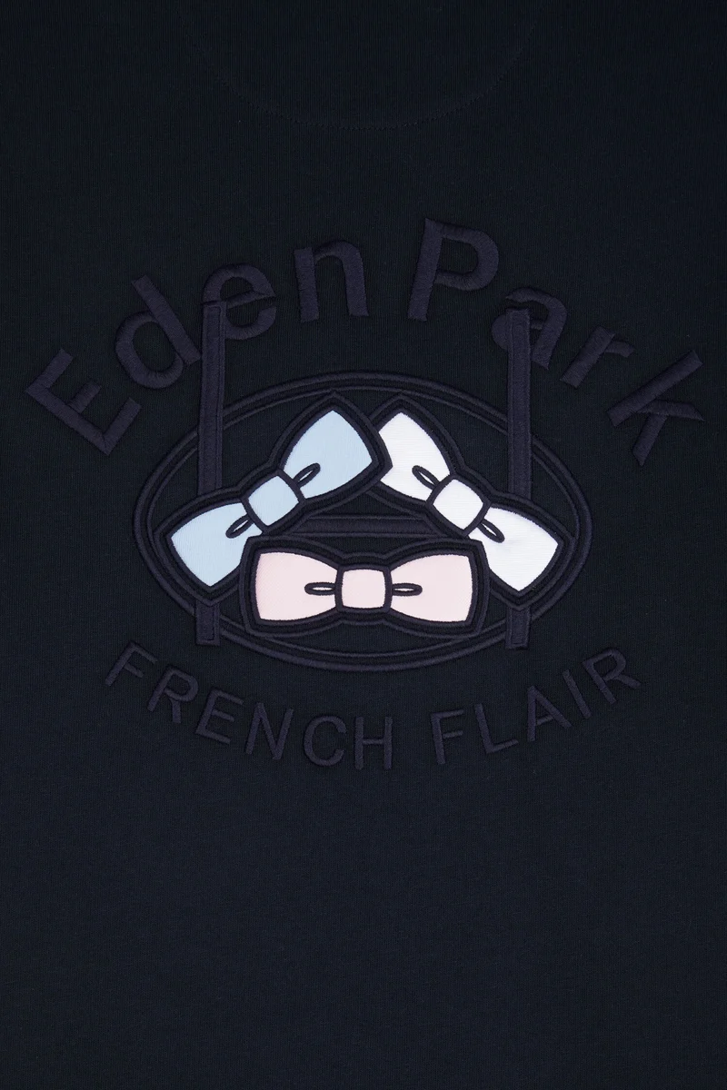 T-shirt manches courtes en coton marine sérigraphie dos coupe droite