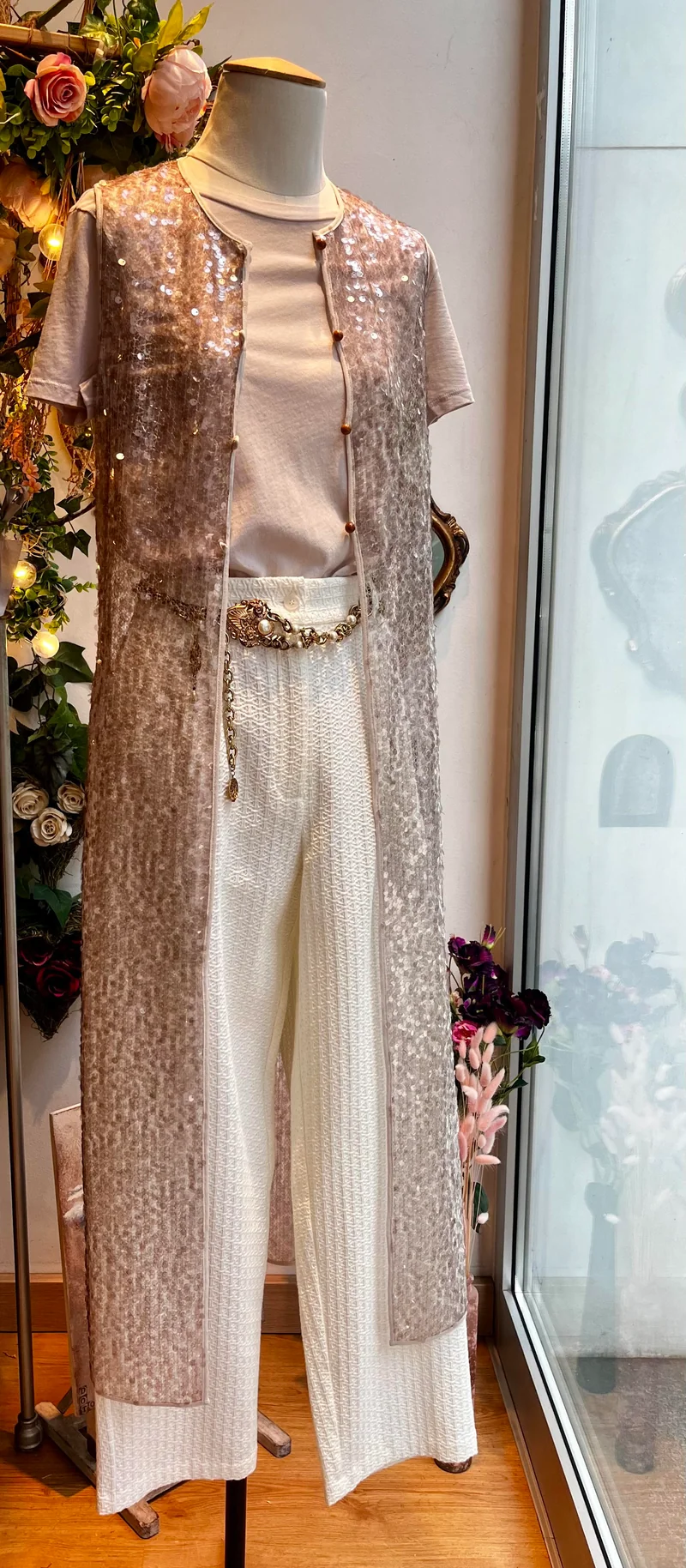 Pantalon taille haute blanc