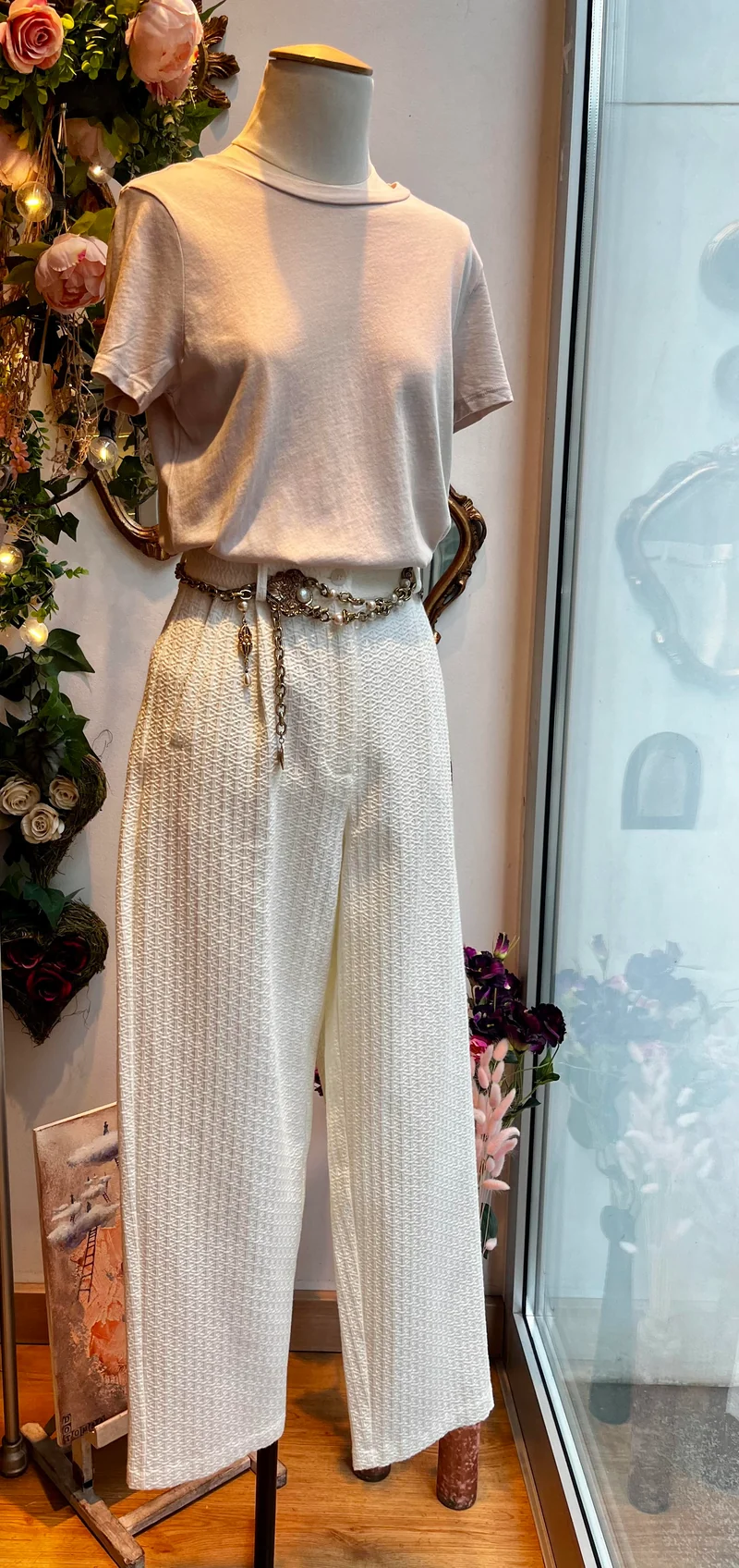 Pantalon taille haute blanc