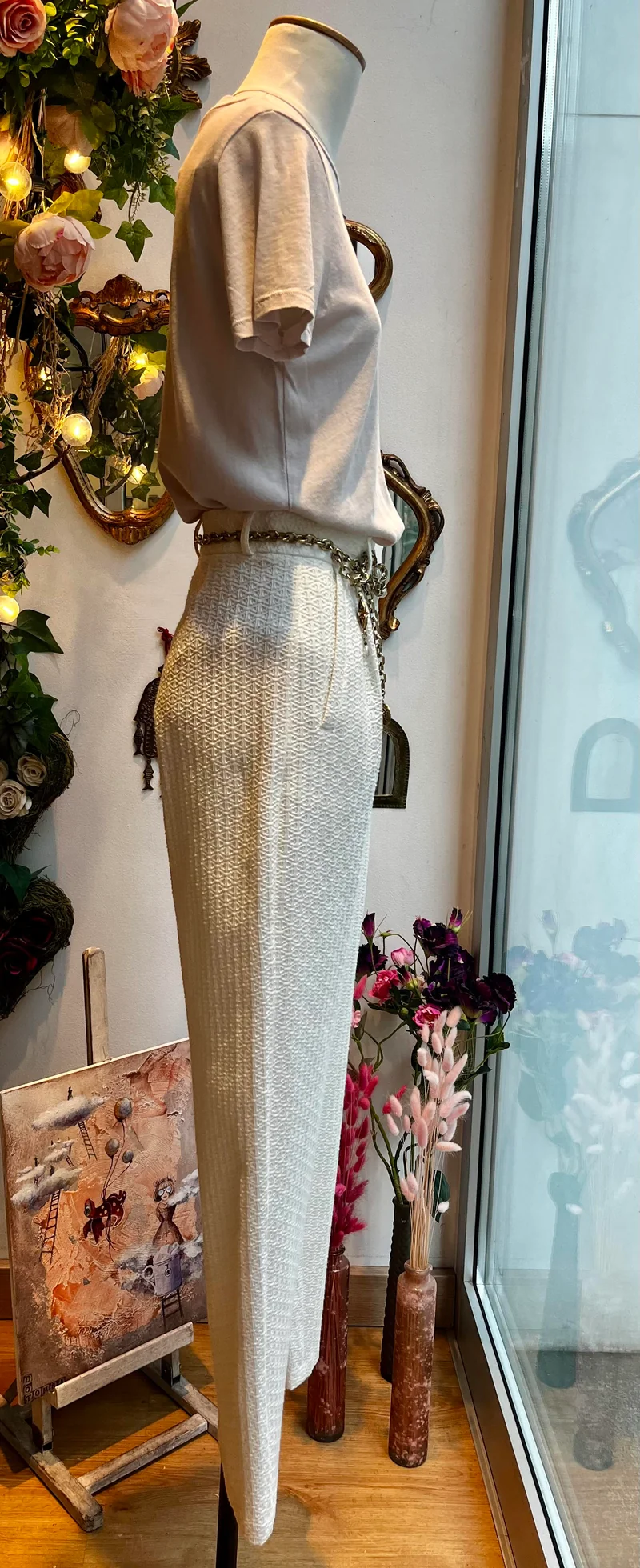 Pantalon taille haute blanc