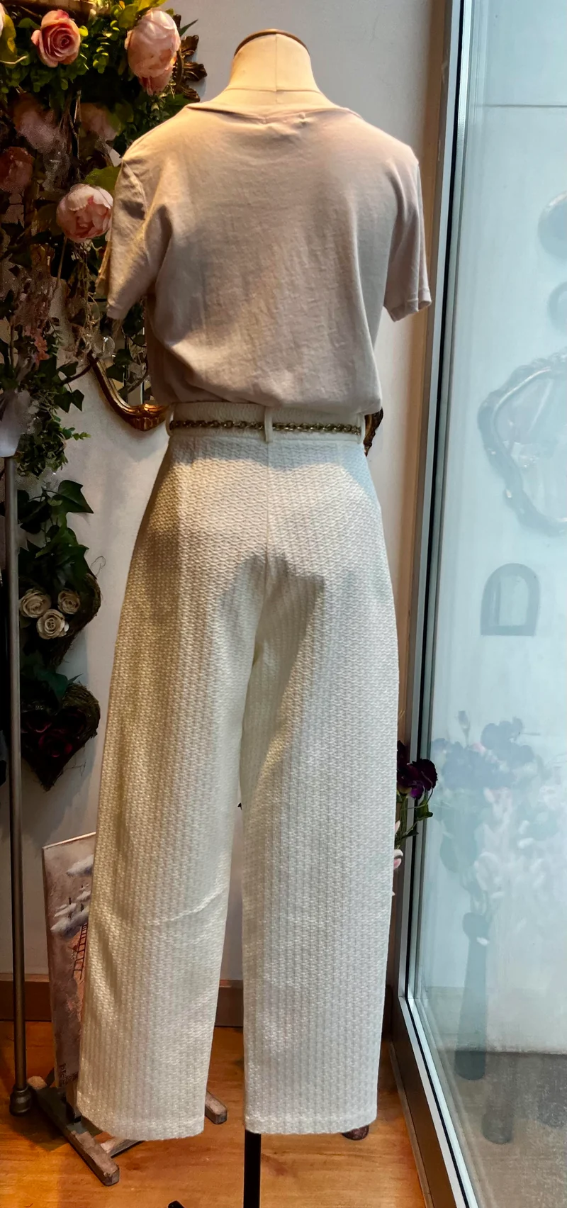 Pantalon taille haute blanc