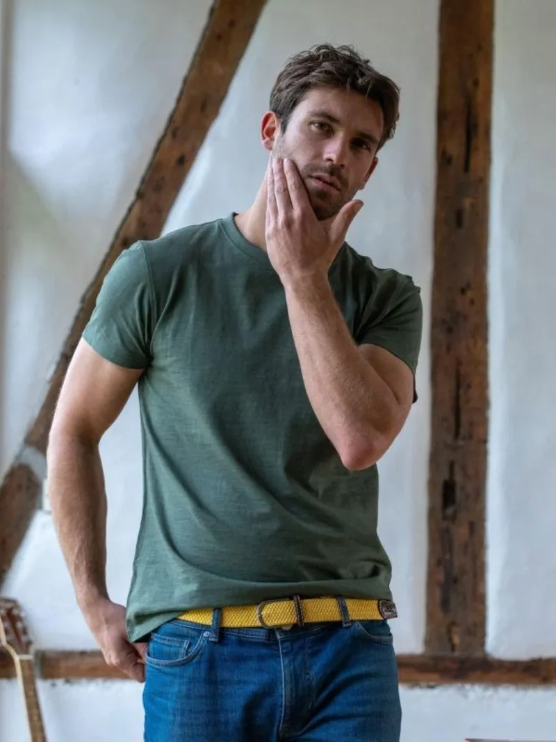 Ceinture tressée Billybelt jaune en cuir