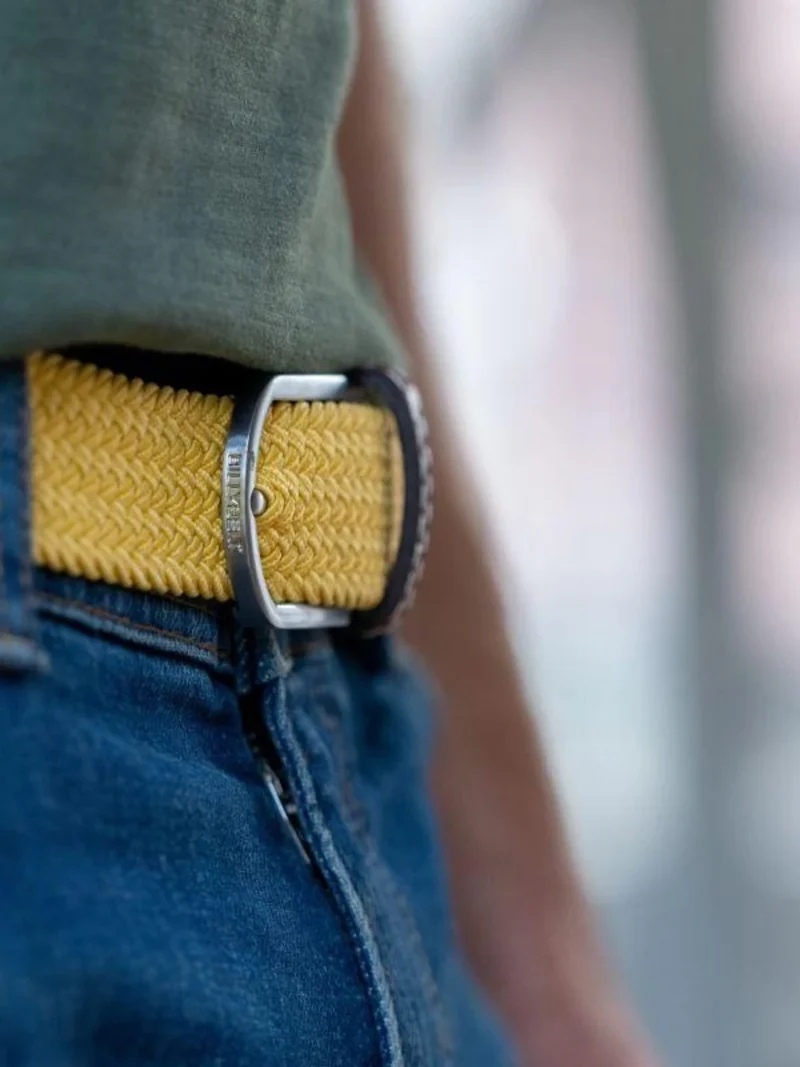 Ceinture tressée Billybelt jaune en cuir