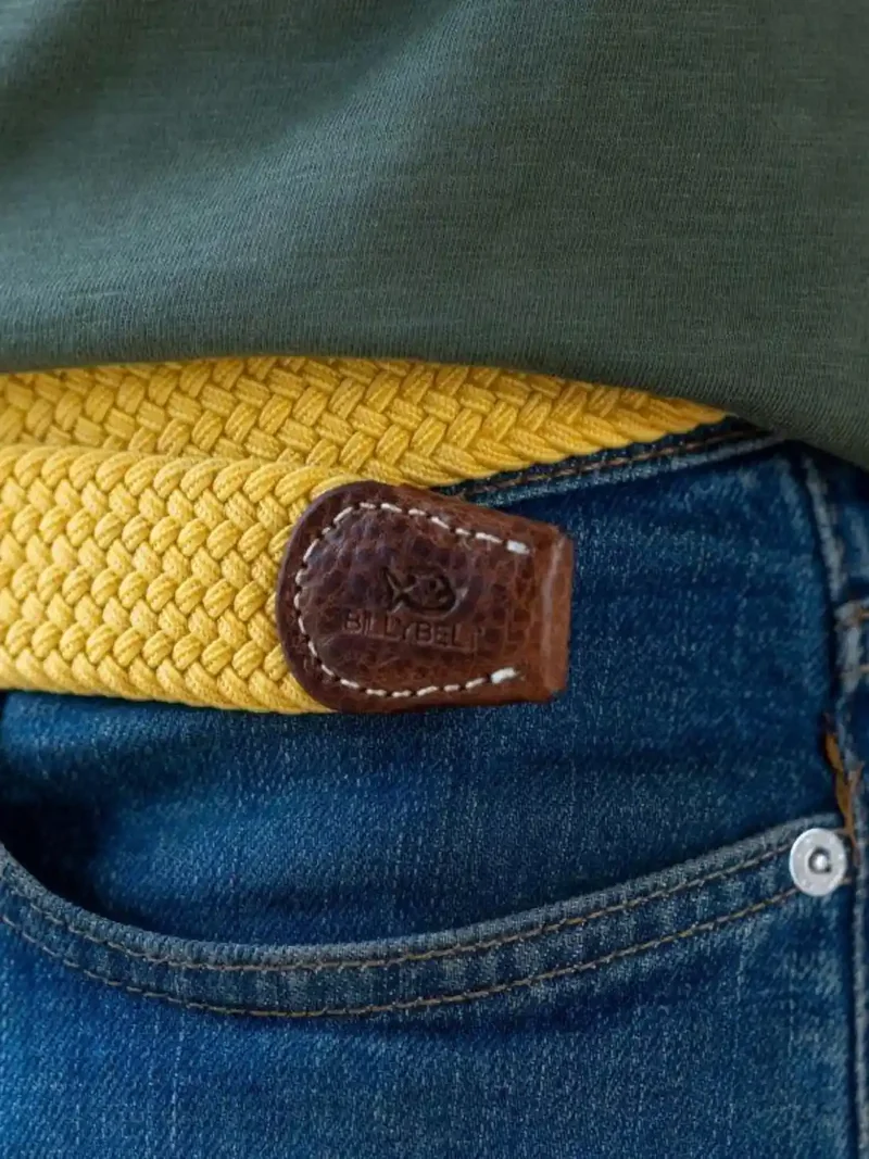 Ceinture tressée Billybelt jaune en cuir