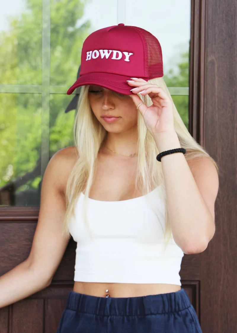 Trucker Hat Maroon Howdy