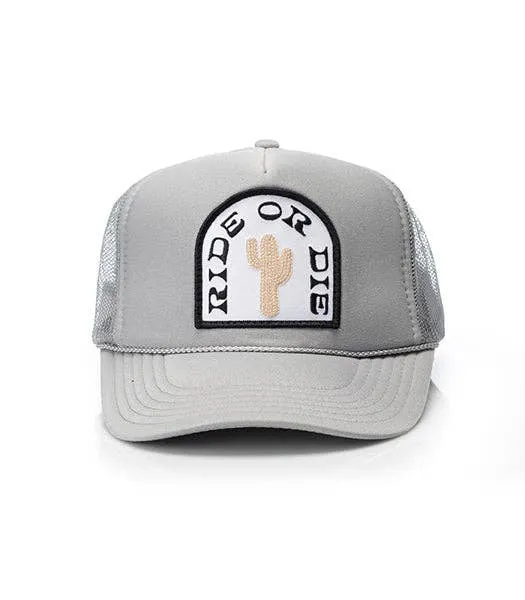 Ride or Die Patch Trucker Hat: Black