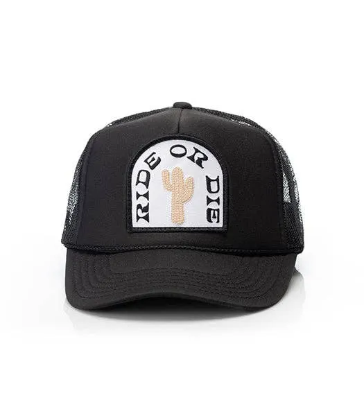 Ride or Die Patch Trucker Hat: Khaki