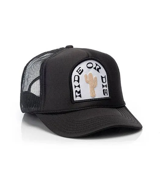 Ride or Die Patch Trucker Hat: Khaki