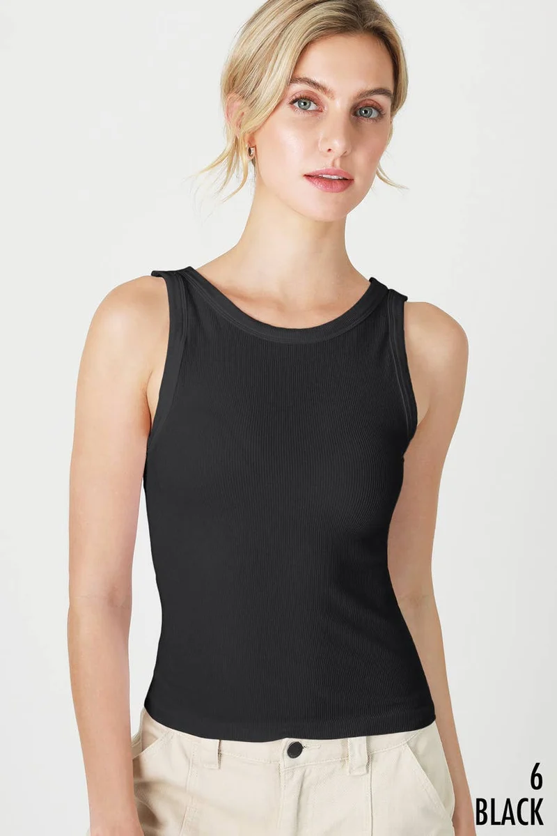 NS8216 - Reversible Ribbed Tank Top: 7 White