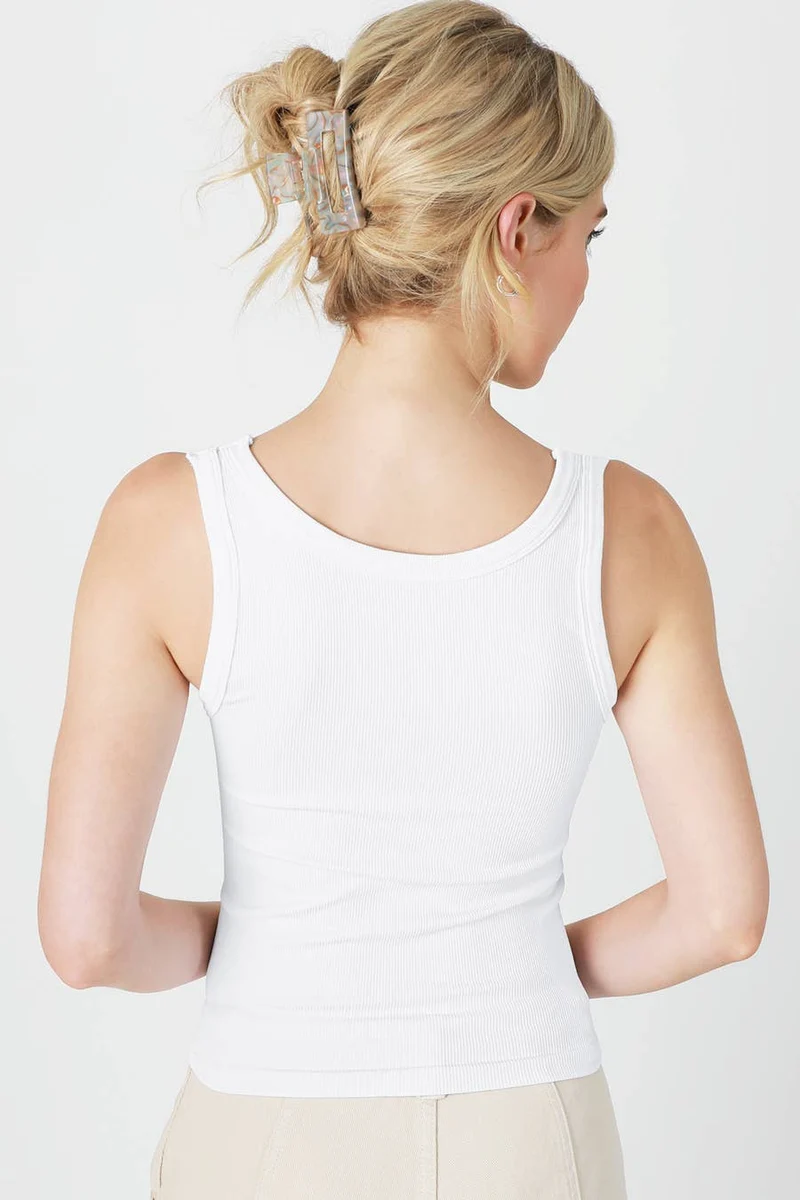 NS8216 - Reversible Ribbed Tank Top: 7 White