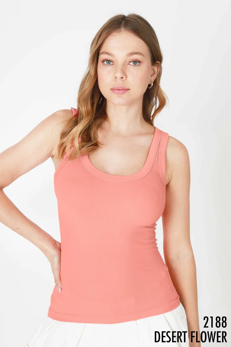 NS8216 - Reversible Ribbed Tank Top: 7 White