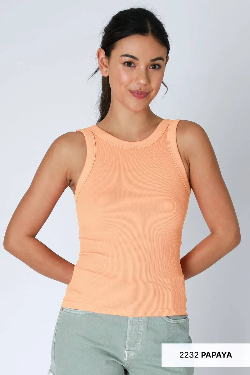 NS8216 - Reversible Ribbed Tank Top: 6 Black