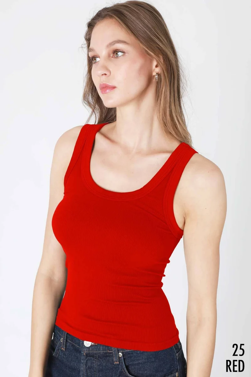NS8216 - Reversible Ribbed Tank Top: 6 Black