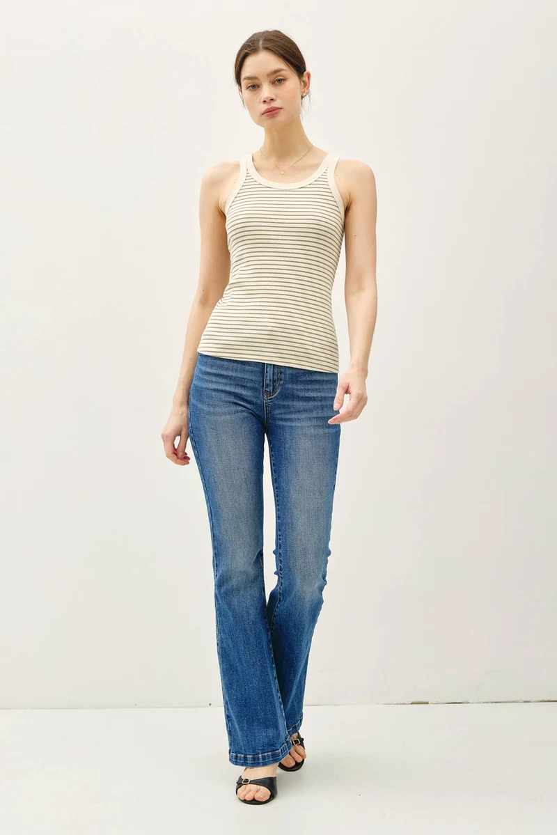 Olive cotton blend Stripeg